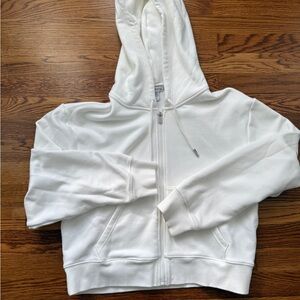Athleta White Heavyweight Terry Zip-Up Jacket